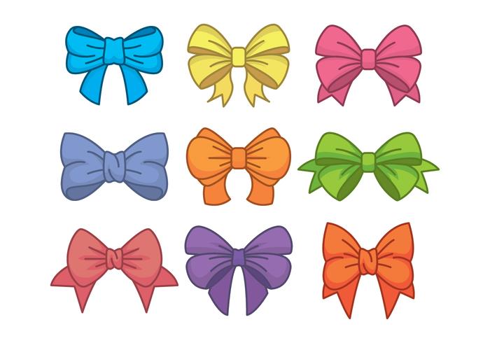 Hair Ribbon Icons Set vektor