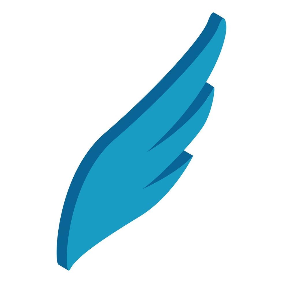 blå enkel vinge ikon, isometrisk 3d stil vektor