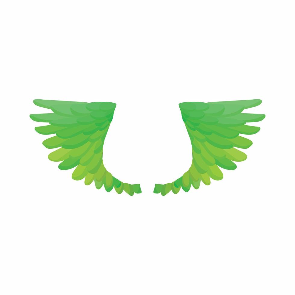 Paar grüne Vogelflügel-Ikone, Cartoon-Stil vektor
