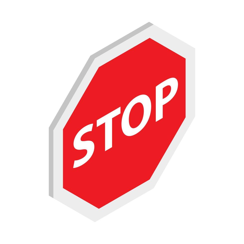 Stoppschild-Symbol, isometrischer 3D-Stil vektor