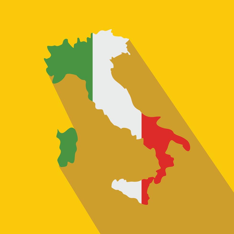 Karte von Italien mit Symbol der Nationalflagge, flacher Stil vektor