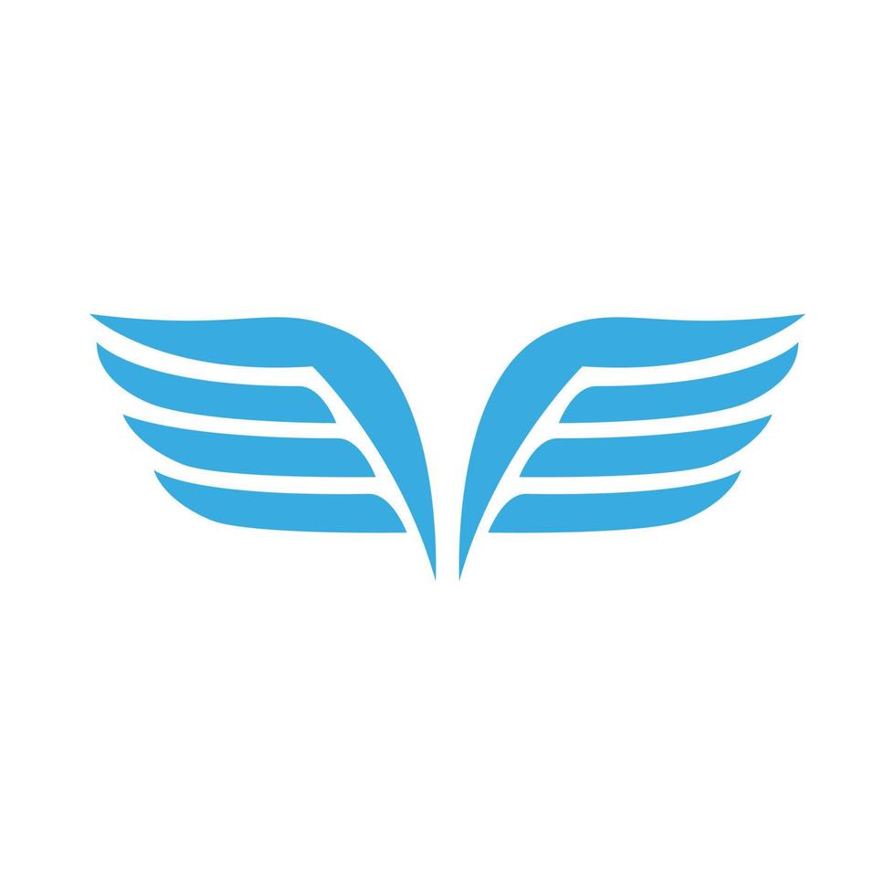 blaue Flügel mit Federsymbol, einfacher Stil vektor
