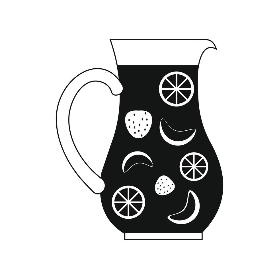 burk och glas av färsk sangria ikon, enkel stil vektor