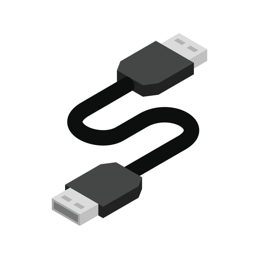 USB-Kabel-Symbol, isometrischer 3D-Stil vektor