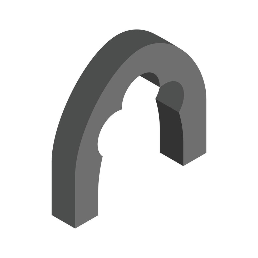 Schwarzes Kleeblatt-Bogensymbol, isometrischer 3D-Stil vektor