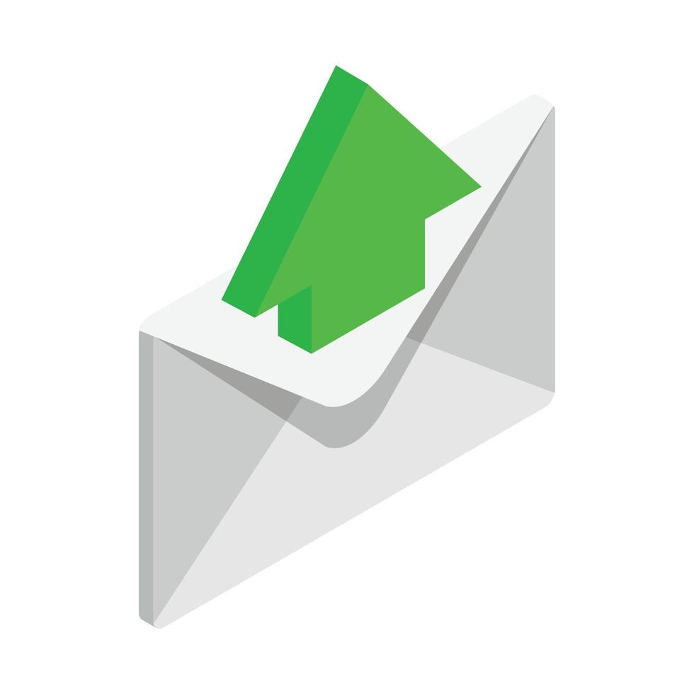 sändning e-post ikon, isometrisk 3d stil vektor