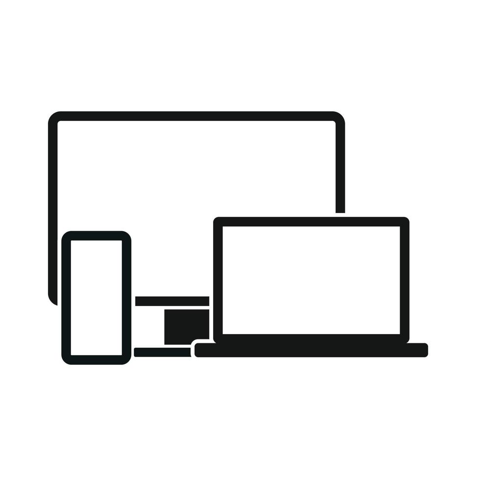 dator monitor, bärbar dator och telefon ikon vektor