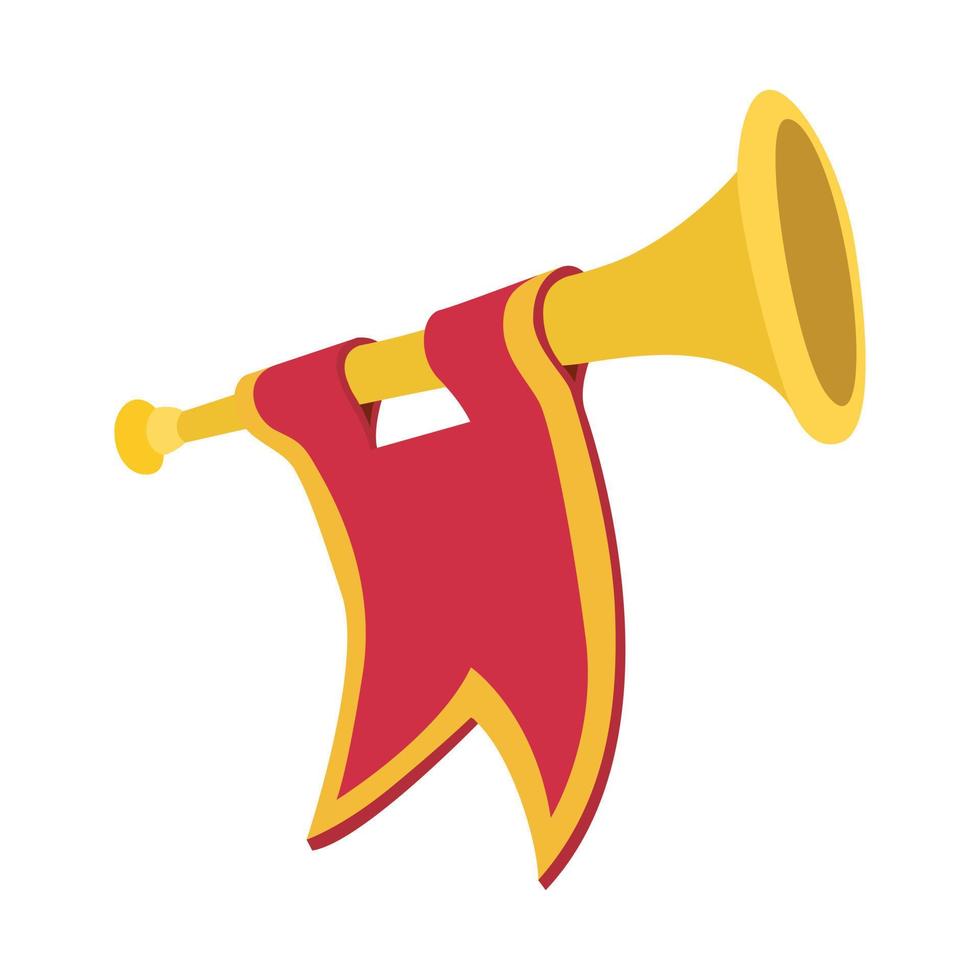 trumpet med röd flagga tecknad serie vektor