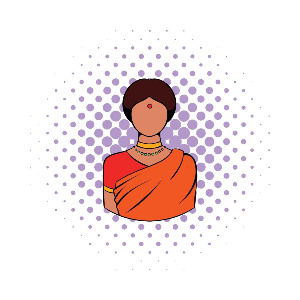 indisk kvinna i traditionell indisk sari ikon vektor