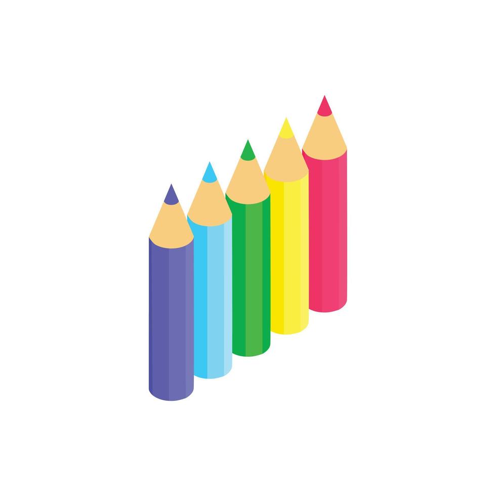 färgad pennor ikon, isometrisk 3d stil vektor