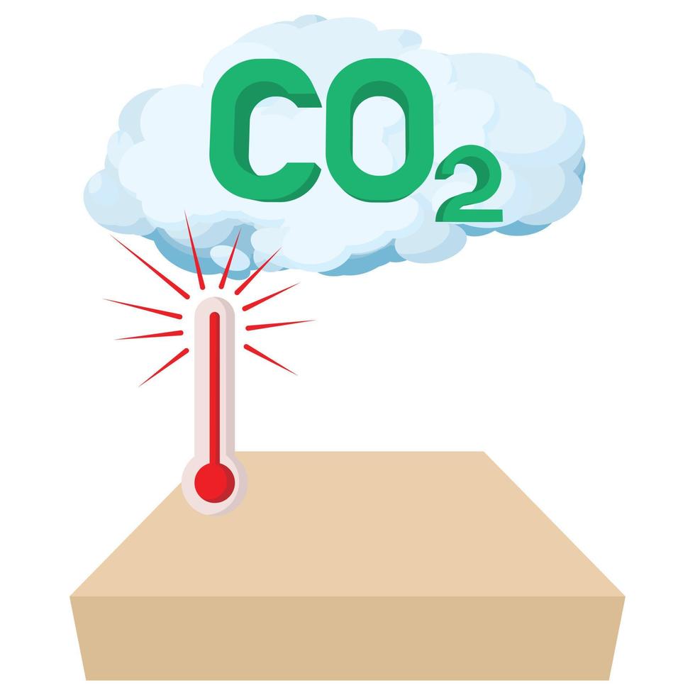CO2-Zeichen in einem Cloud-Symbol, Cartoon-Stil vektor