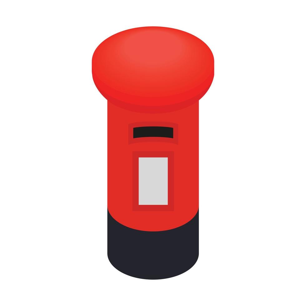 London röd post låda ikon, isometrisk 3d stil vektor