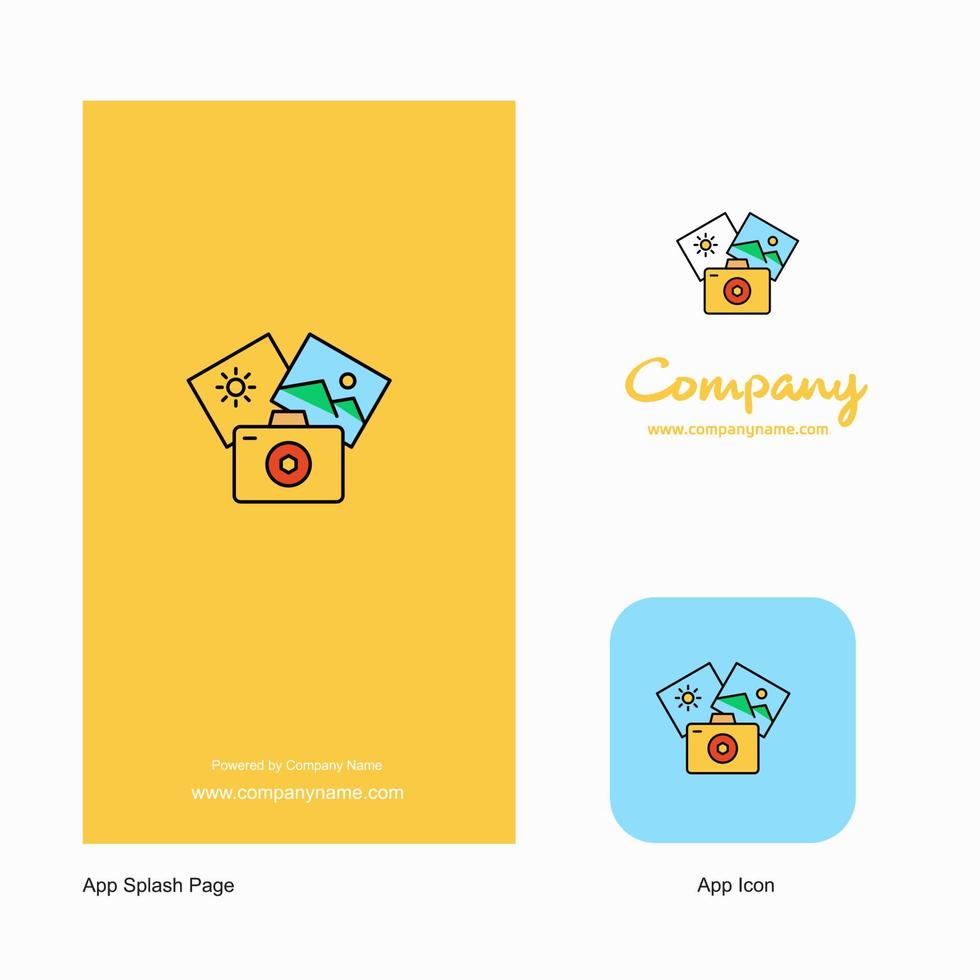 fotografi företag logotyp app ikon och stänk sida design kreativ företag app design element vektor