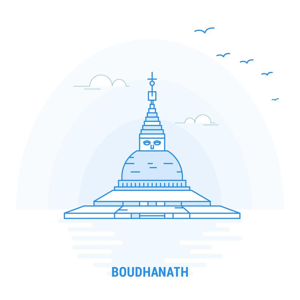 boudhanath blue wahrzeichen kreativer hintergrund und plakatvorlage vektor