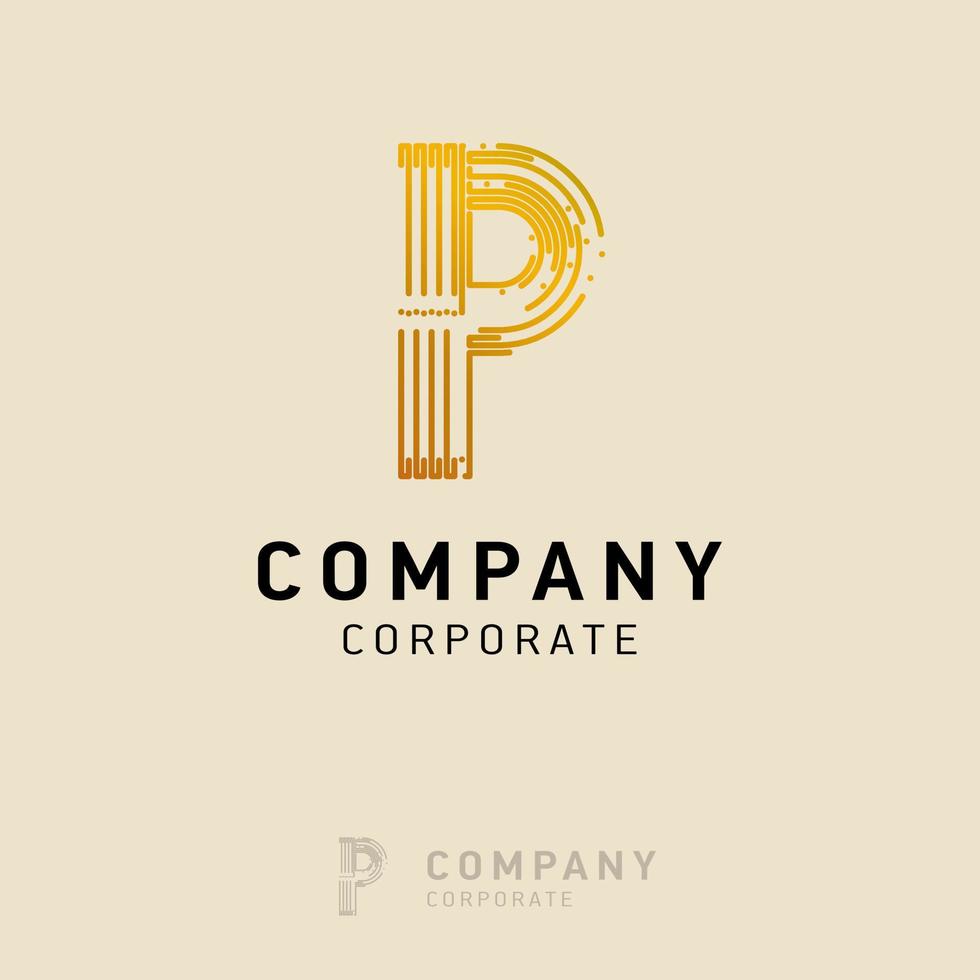 p företag logotyp design med besöker kort vektor