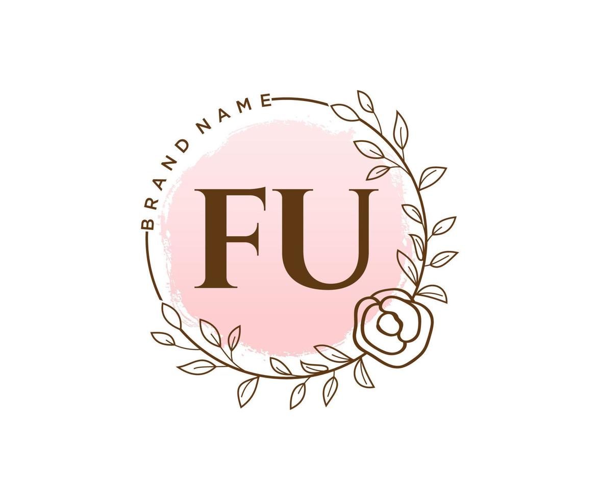 anfängliches feminines fu-logo. verwendbar für Natur-, Salon-, Spa-, Kosmetik- und Schönheitslogos. flaches Vektor-Logo-Design-Vorlagenelement. vektor