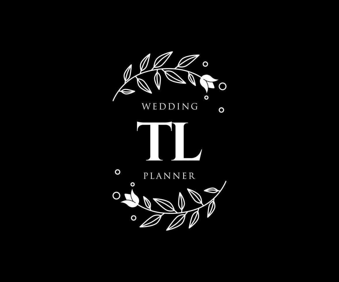 tl initialen brief hochzeitsmonogramm logos sammlung, handgezeichnete moderne minimalistische und florale vorlagen für einladungskarten, save the date, elegante identität für restaurant, boutique, café im vektor