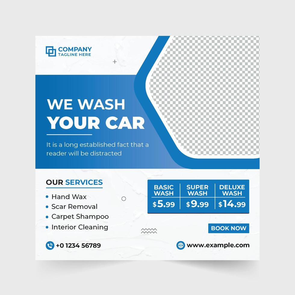 Design von Autowaschplakaten für digitales Marketing. fahrzeugreinigungs- und reparaturservice-webbanner-vorlage mit aquablauen farben. moderne Werbevorlage für Autoreinigungsunternehmen mit geometrischen Formen. vektor