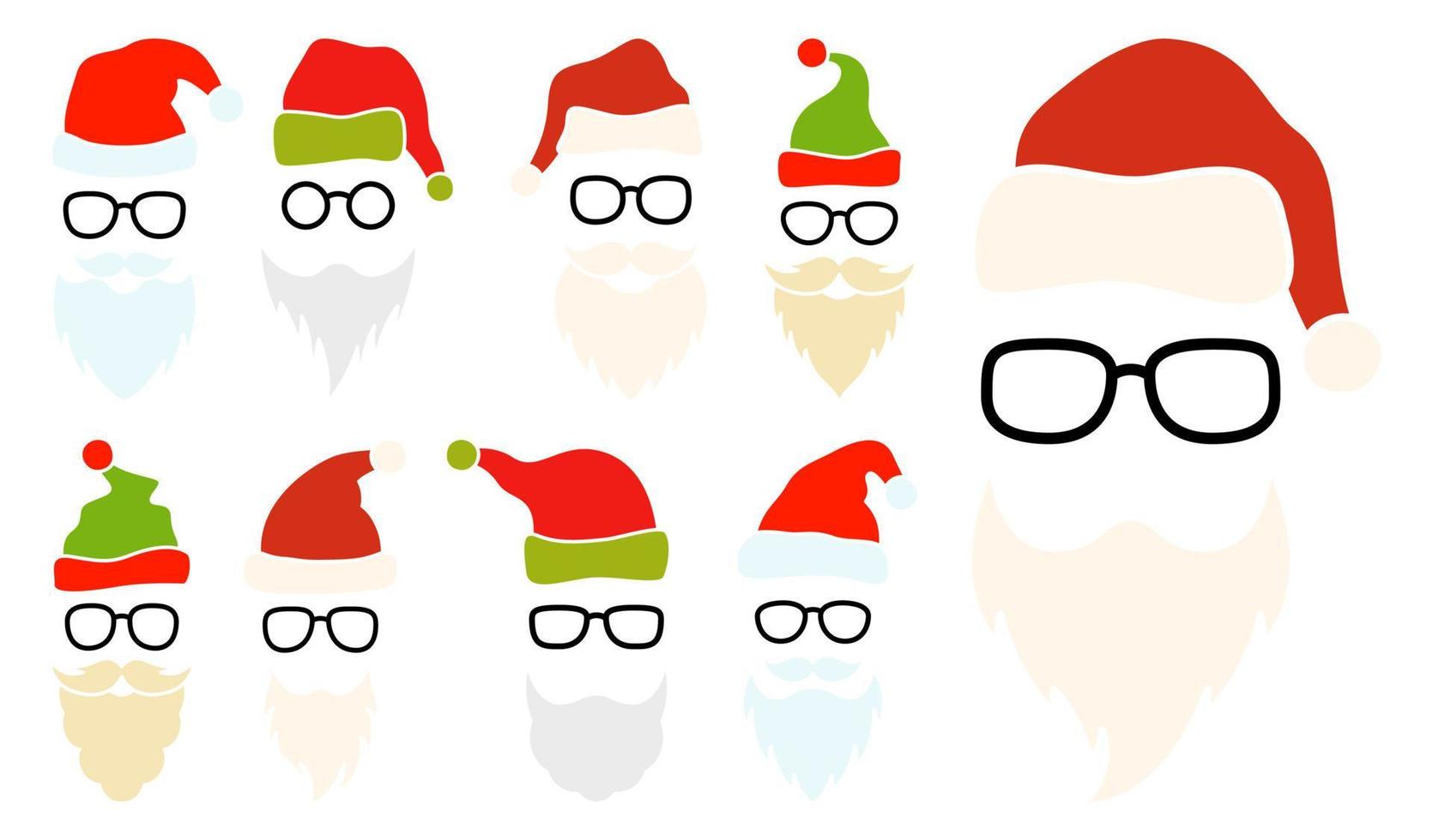 Bart mit Weihnachtsmütze und Brille auf weißem Hintergrund vektor