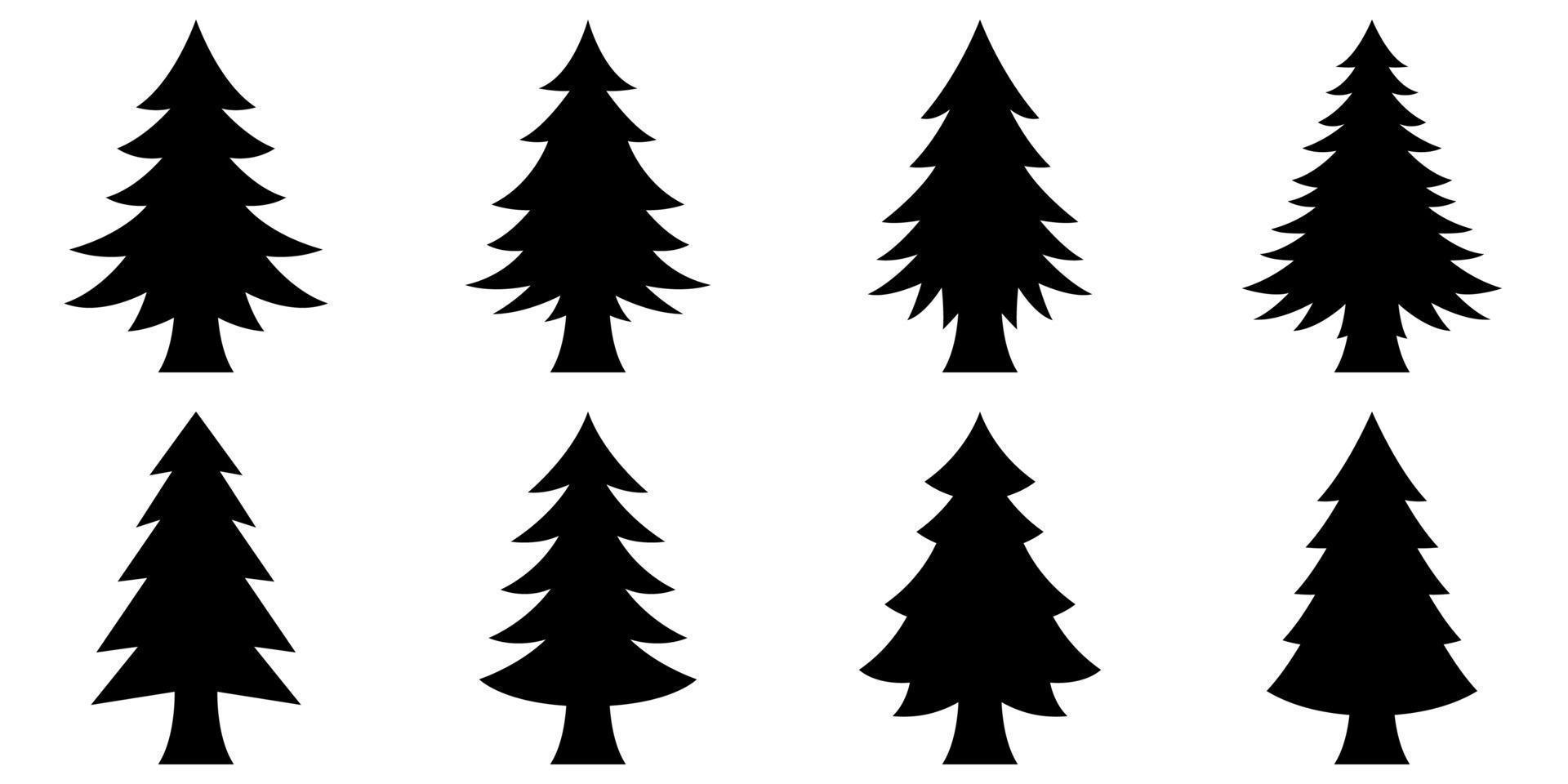uppsättning av jul träd i platt stil isolerat vektor