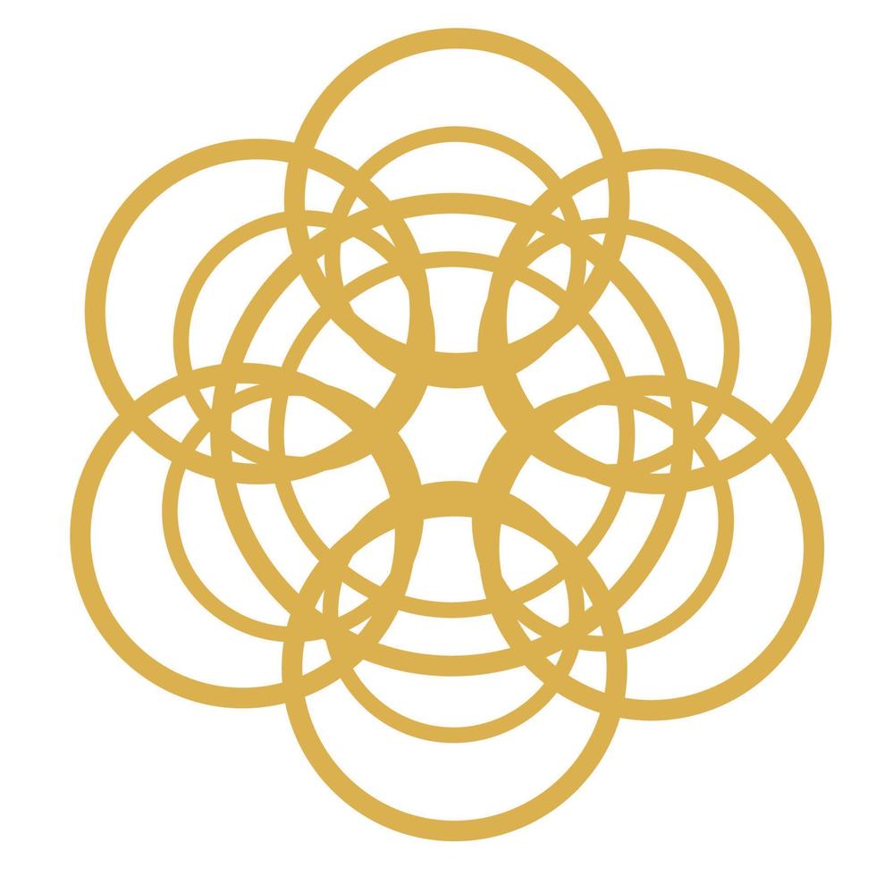 gyllene översikt blomma mandala. klotter runda dekorativ element för färg bok isolerat på vit bakgrund. blommig geometrisk cirkel. vektor illustration