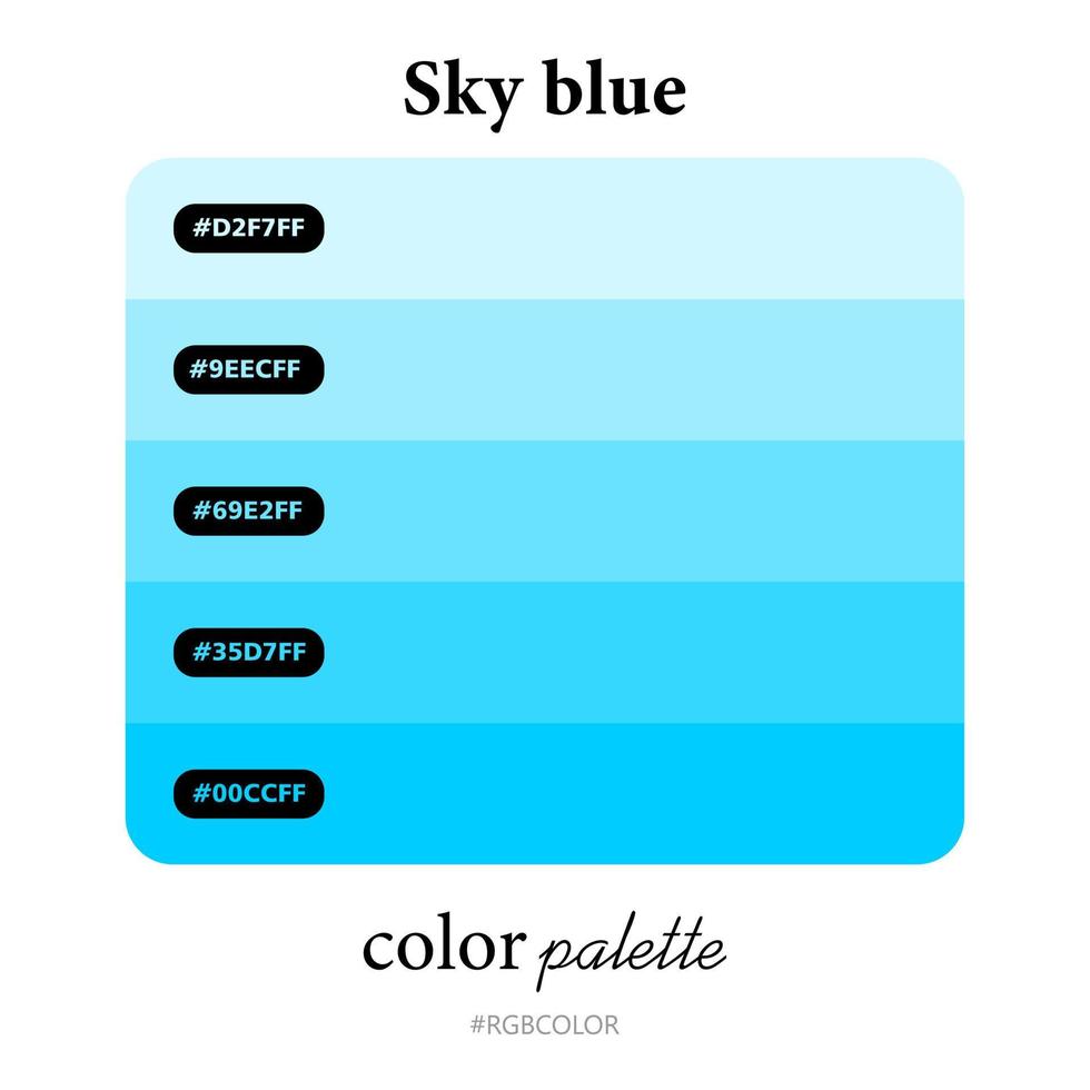 himmel blå Färg paletter exakt med koder, perfekt för använda sig av förbi illustratörer vektor