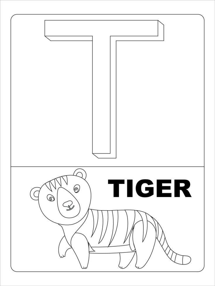 Alphabet-Tier-Malseite für Kinder Strichzeichnungen vektor