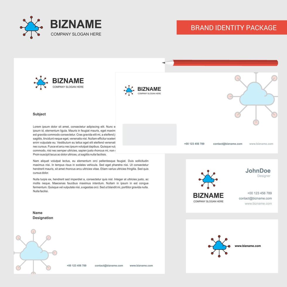 Cloud-Netzwerk Business-Briefkopf-Umschlag und Visitenkarte Design-Vektor-Vorlage vektor