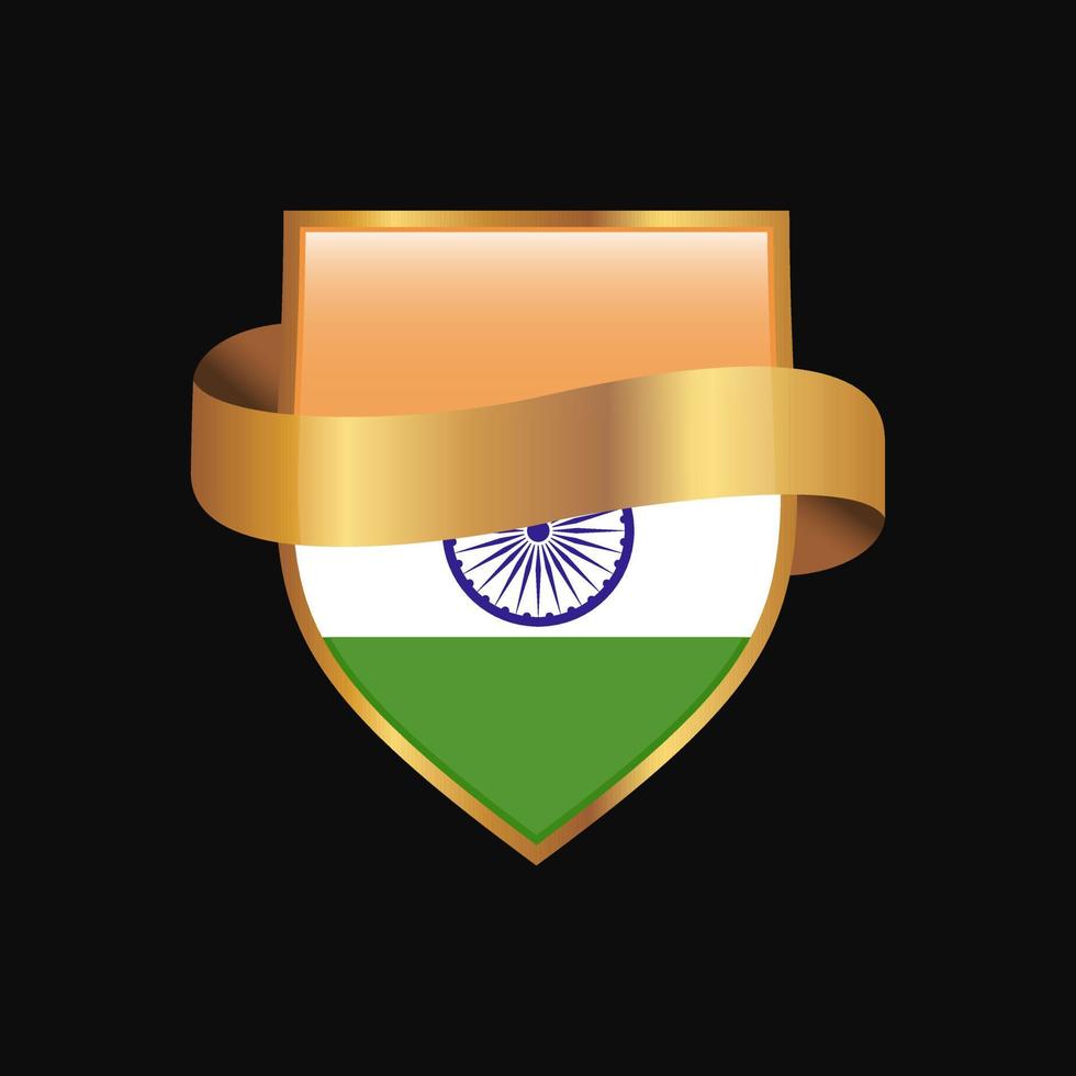 Indien flagga gyllene bricka design vektor