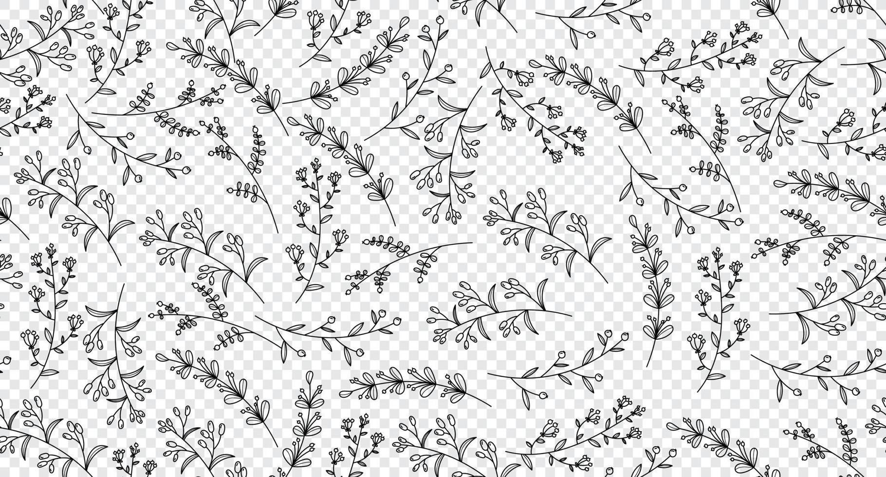 elegant sömlös mönster med växter och örter. löv sömlös mönster. botanisk sömlös mönster. blommig bakgrund. hand dragen vektor illustration
