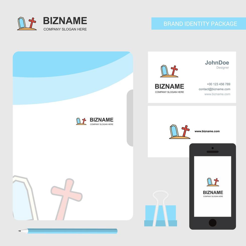 kyrkogård företag logotyp fil omslag besöker kort och mobil app design vektor illustration