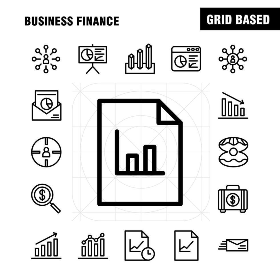 Business Finance Line Icon Pack für Designer und Entwickler Icons von Bag Aktenkoffer Business Fashion Finance Business Eye Mission Vektor