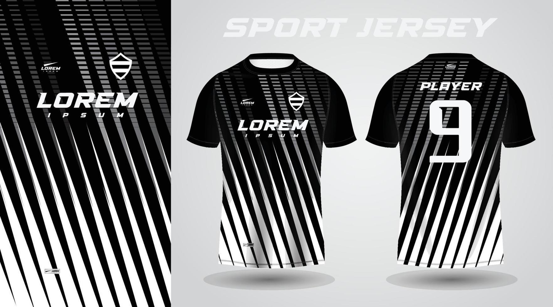 svart vit skjorta sport jersey design vektor
