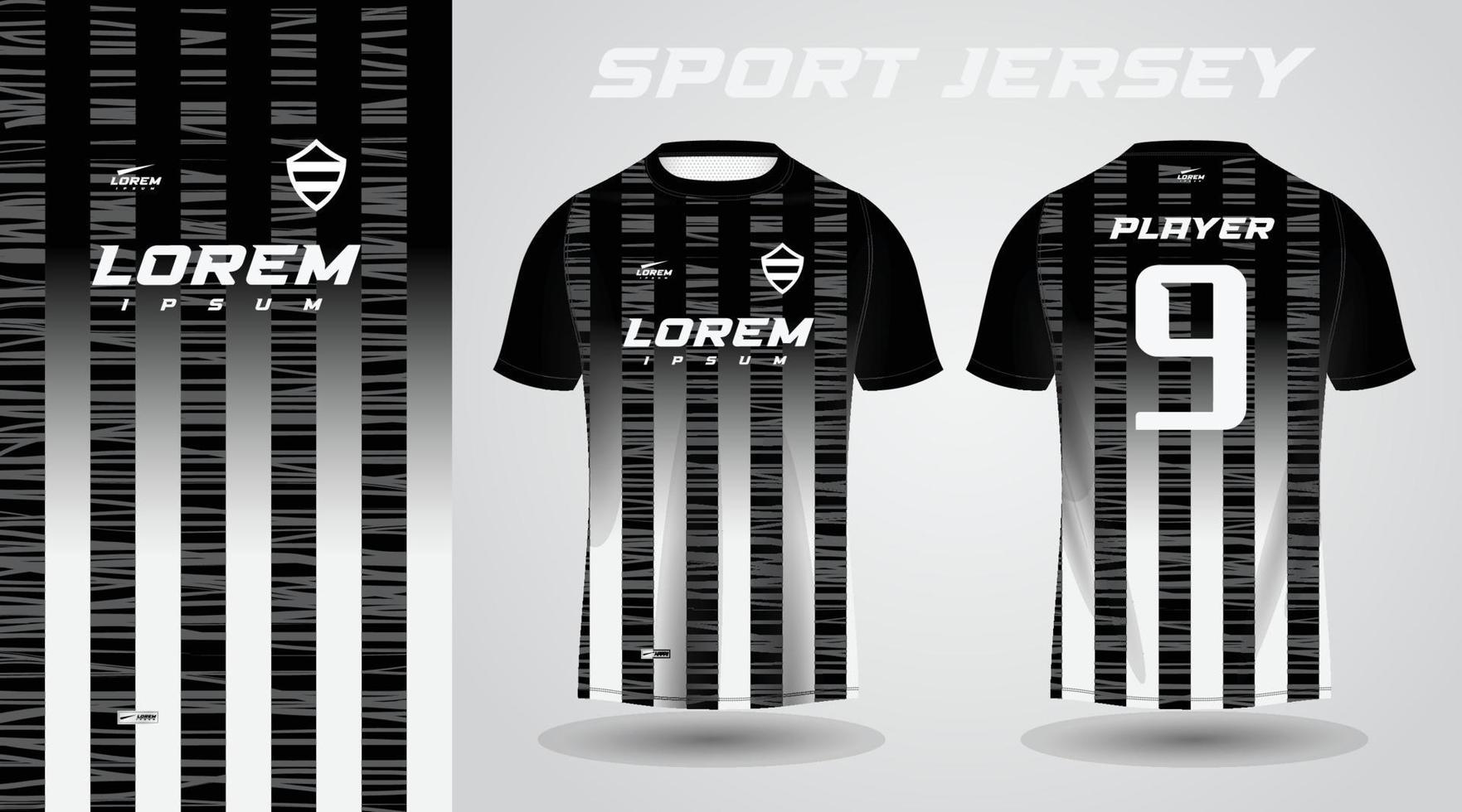 svart vit skjorta sport jersey design vektor