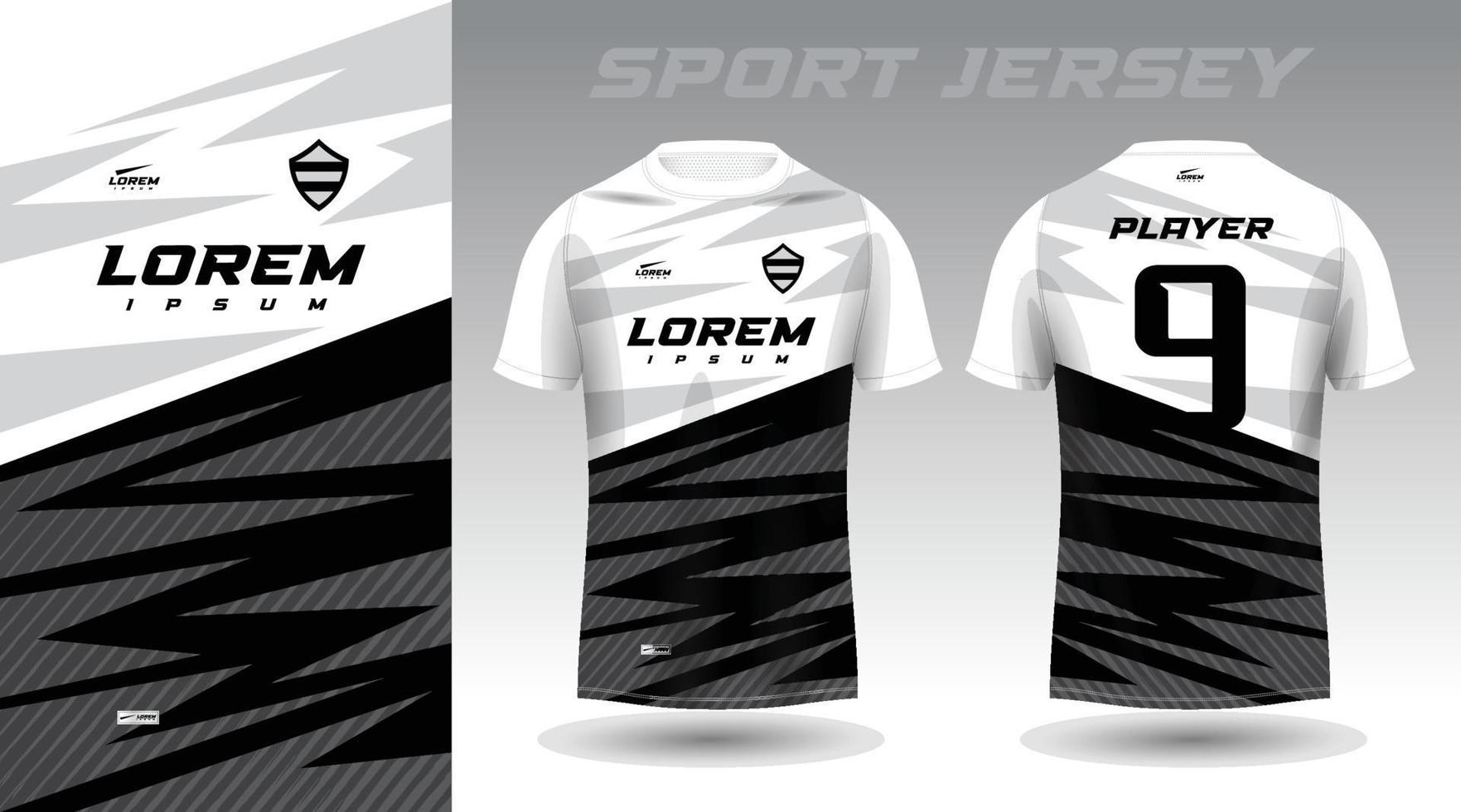 schwarz weißes Hemd Sport Jersey Design vektor