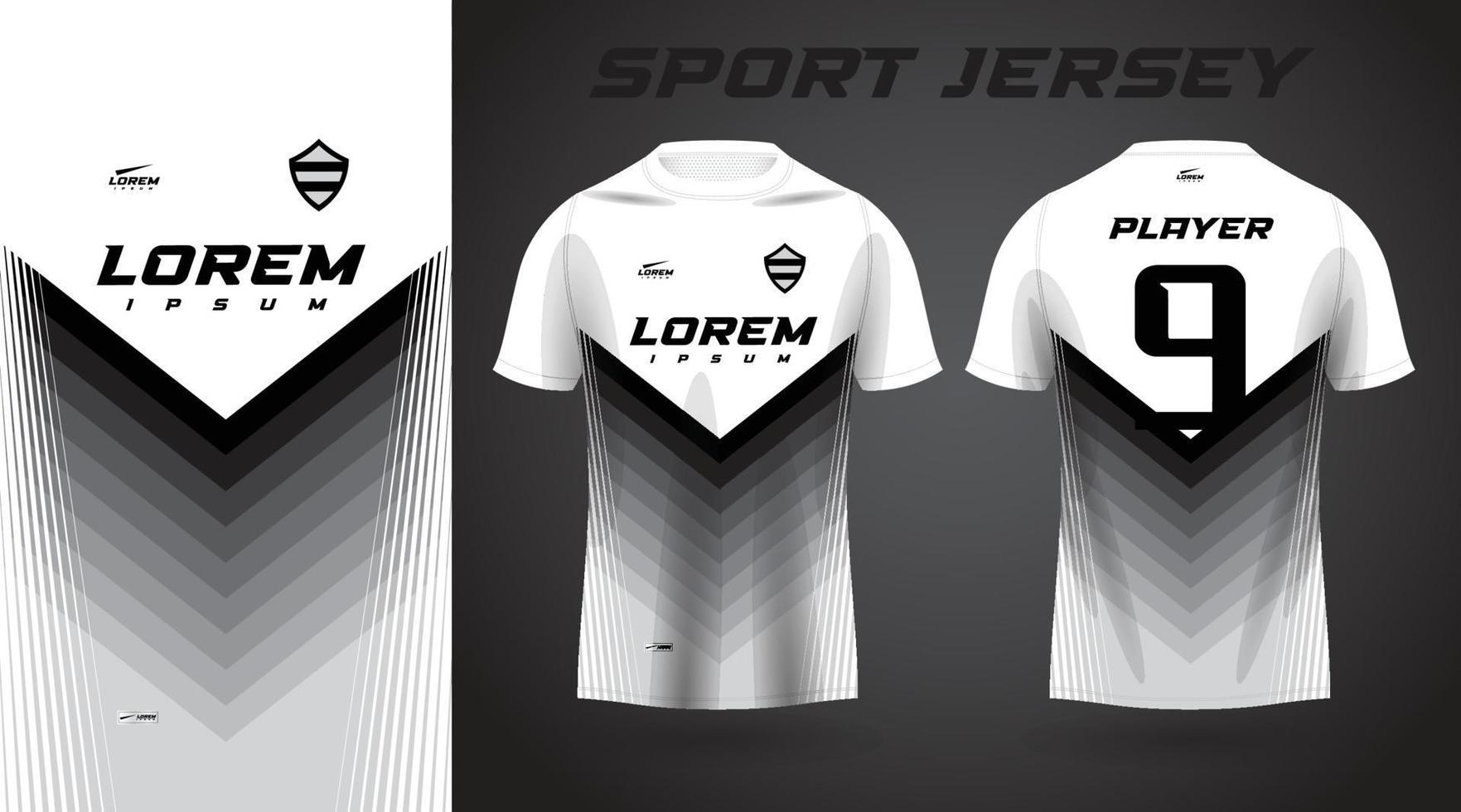 svart vit skjorta sport jersey design vektor