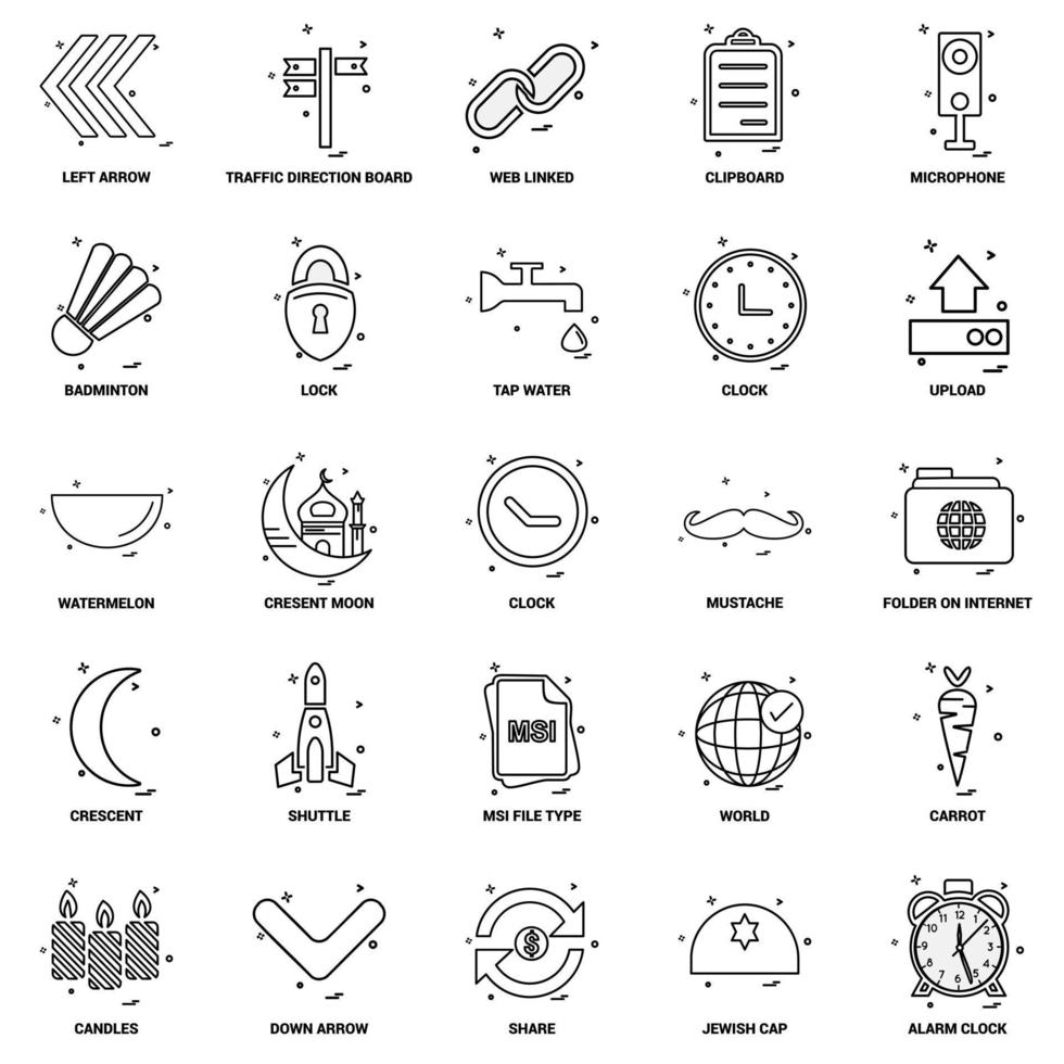 25 Business-Konzept-Mix-Linie-Icon-Set vektor