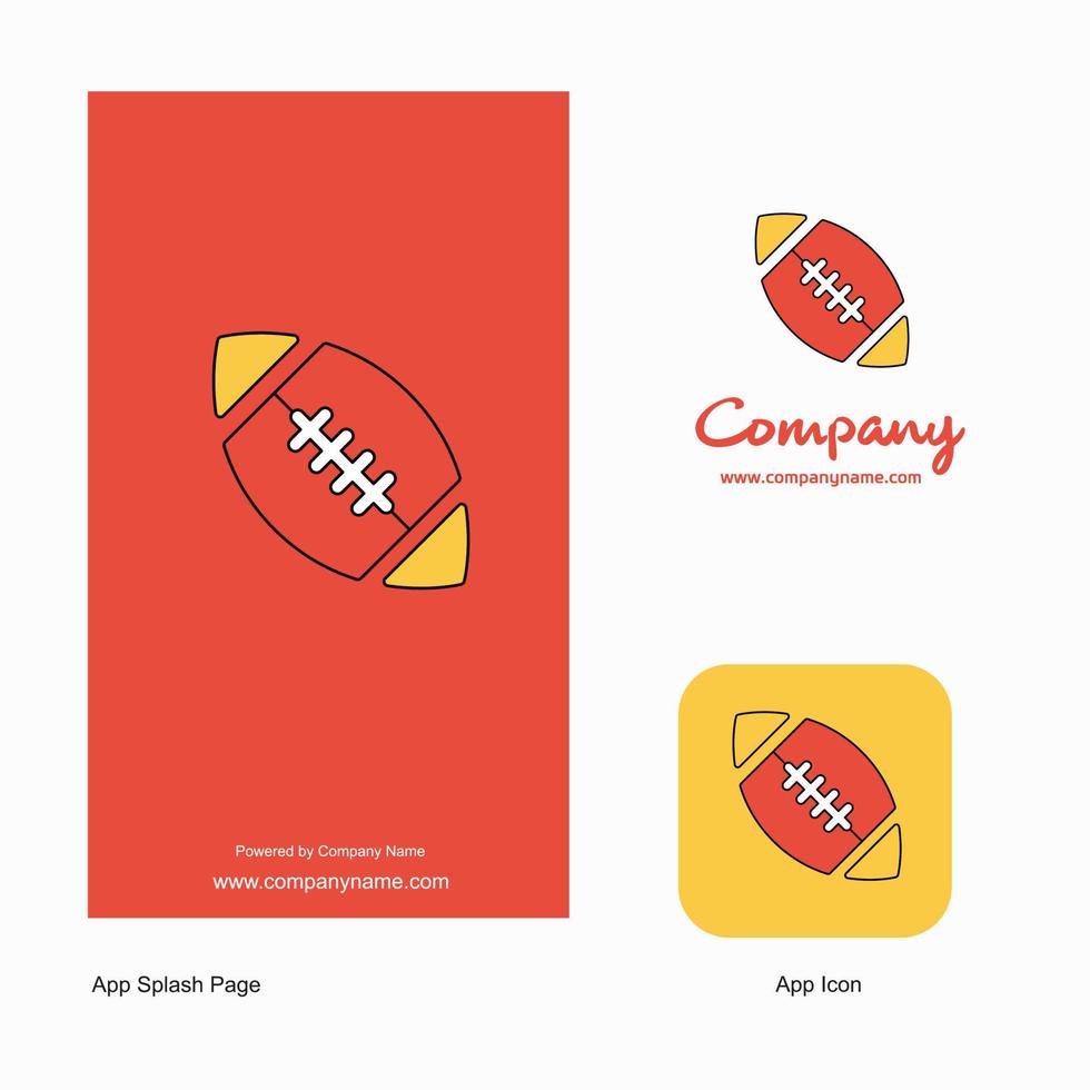 Rugby-Ball-Firmenlogo-App-Symbol und Splash-Page-Design kreative Business-App-Designelemente vektor