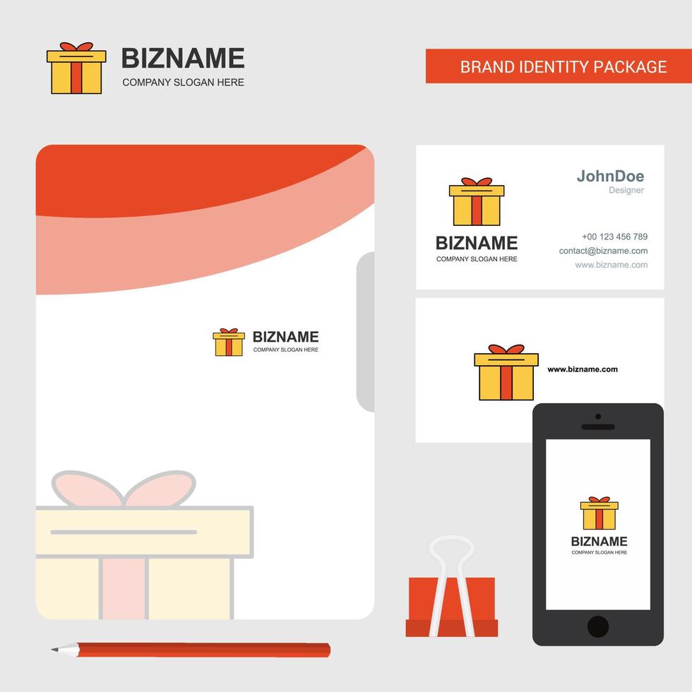 giftbox business logo file cover visitenkarte und mobile app design vektorillustration vektor