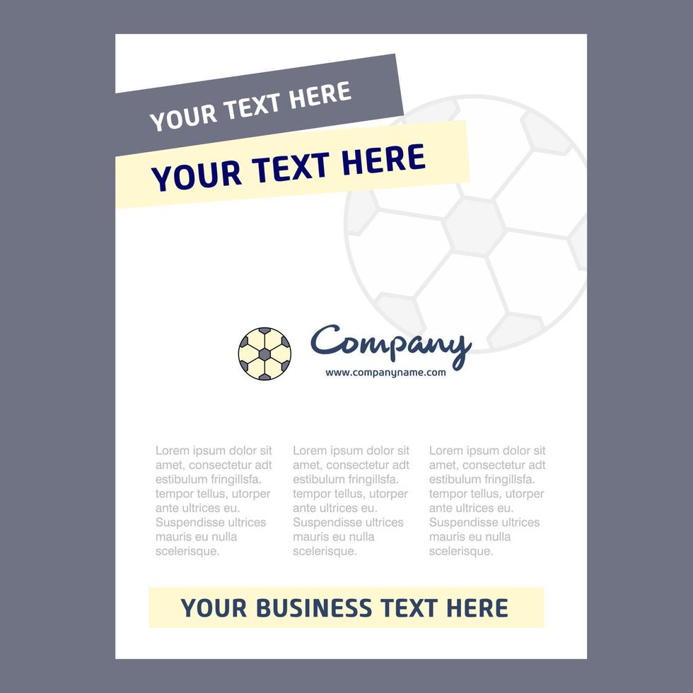 fotboll titel sida design för företag profil årlig Rapportera presentationer folder broschyr vektor bakgrund