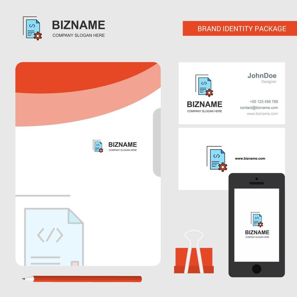 Coding Business Logo File Cover Visitenkarte und mobile App Design Vector Illustration