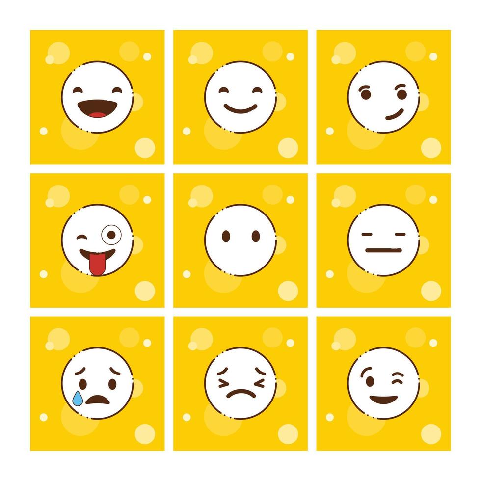 uppsättning av gul emojis design vektor