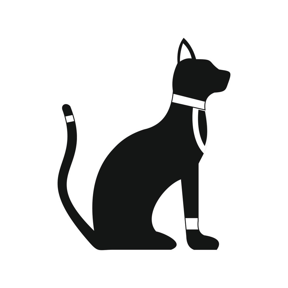 schwarze ägyptische Katzenikone, einfacher Stil vektor