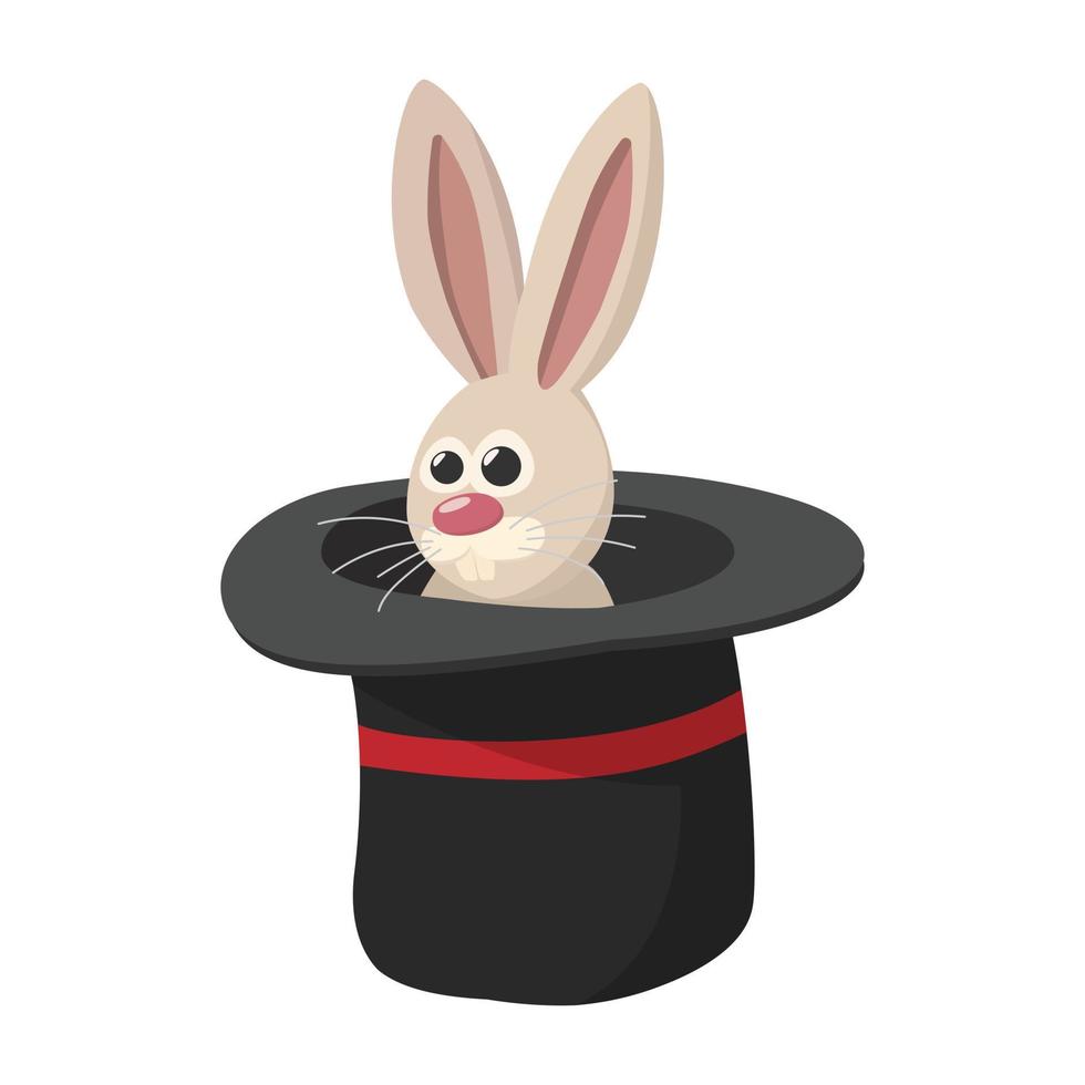 Kaninchen in Zauberhut-Cartoon-Ikone vektor
