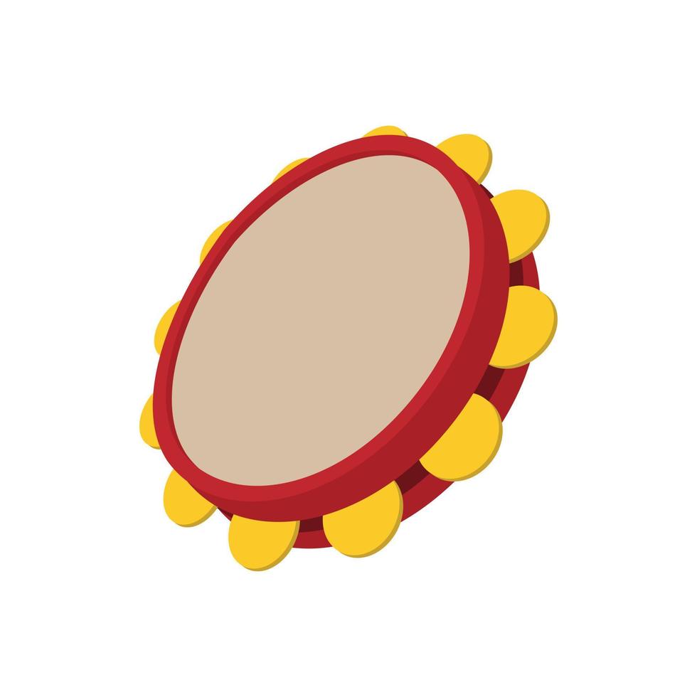 tamburin ikon, tecknad serie stil vektor