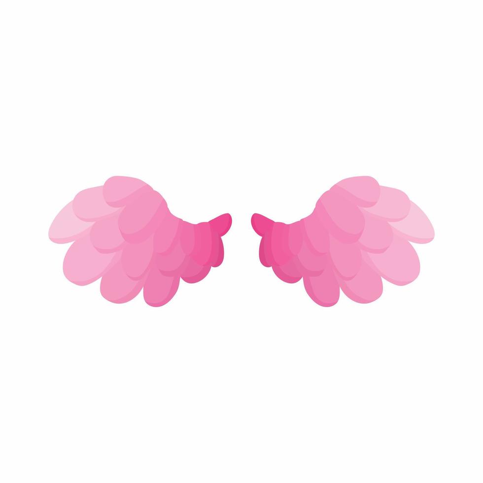 Paar rosa Vogelflügel-Symbol, Cartoon-Stil vektor