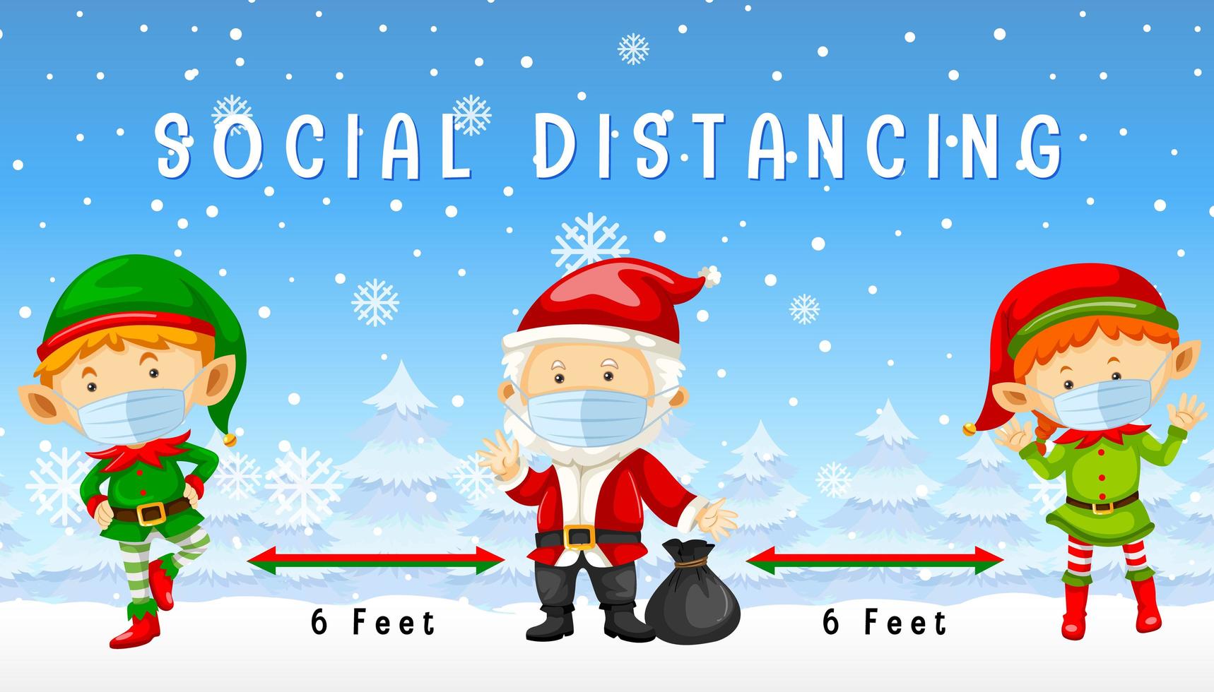 jul firar med social distansering vektor