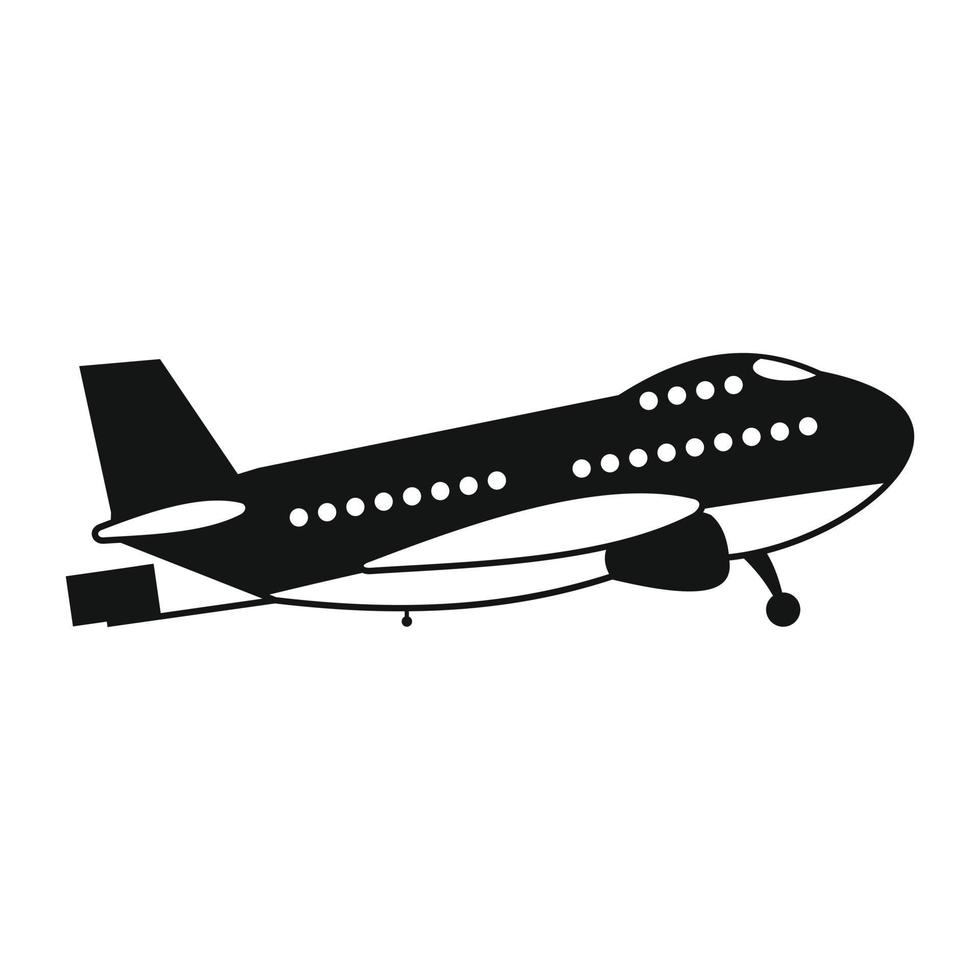 Passagierflugzeug schwarz einfaches Symbol vektor