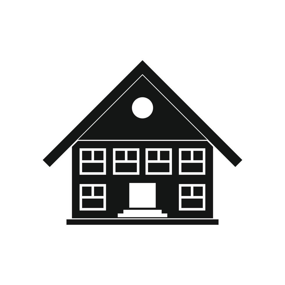 tvåvånings hus svart enkel ikon vektor