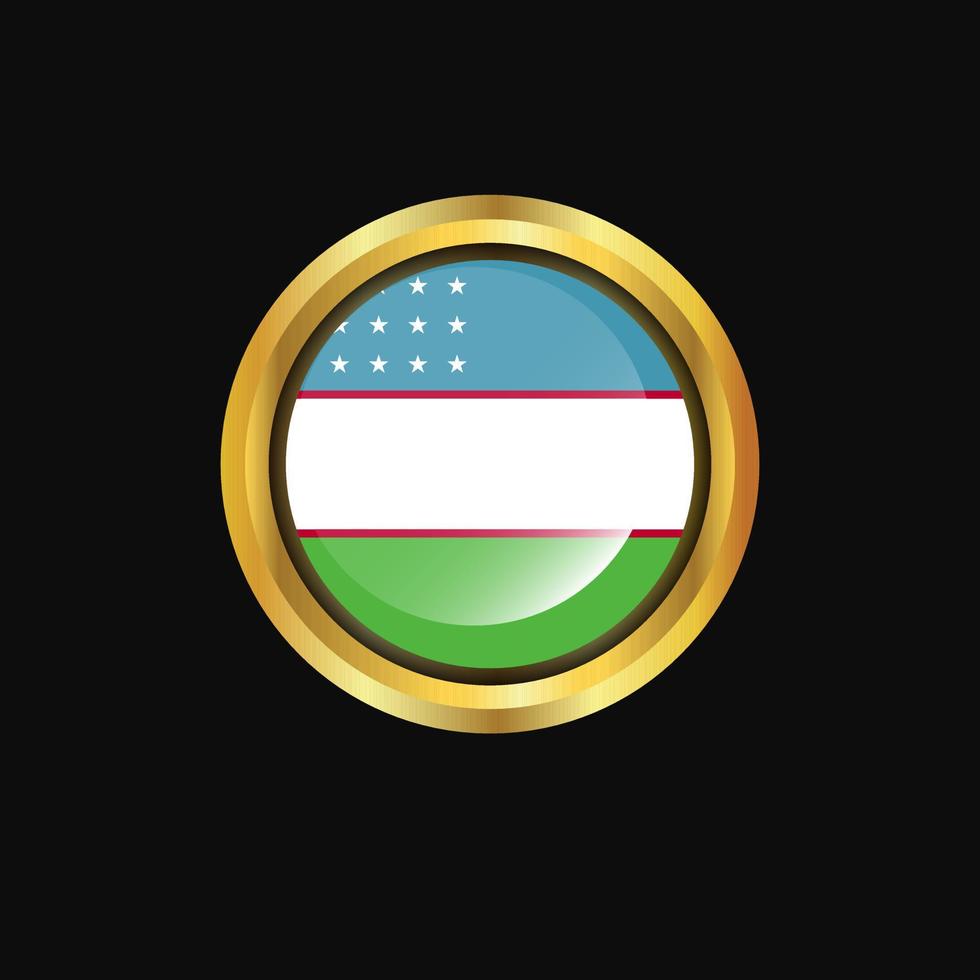 uzbekistan flagga gyllene knapp vektor